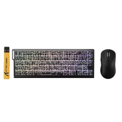 Image de ATTACK SHARK X68 HE Clavier Magnétique Filaire avec X3 Souris Gaming Sans Fil, Rapid Trigger 8000Hz, Précision RT de 0,01 mm, SUPERLIGH, Capteur PAW3395, 26 000 DPI Contours Noirs