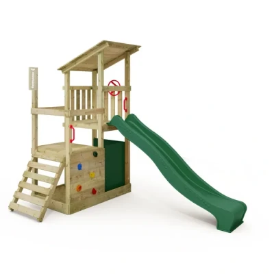 Image de Aire de jeux en bois FruityForest Fun XXL avec toboggan vert
