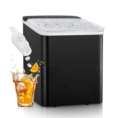 Image de FOHERE Machine à Glaçons, 14Kg en 24h, 9 Glaçons 5 Minutes, 2 Tailles de Ice Maker Portable Comptoir, Appareil Glacons Autonettoyante, Silencieuse, pour la Maison/Cuisine/Camping