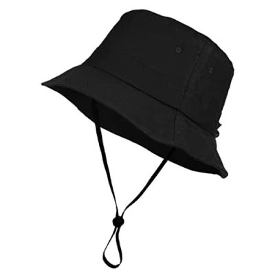 Image de TOUTACOO, Chapeau de Soleil, Bob réglable, Mixte, Toutes Saisons, Toucher Coton, jugulaire Amovible (8 Noir)