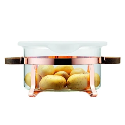 Image de Bodum K4904 143 Chambord Plat à Four avec Couvercle silicone Support Cuivré 1,0 L