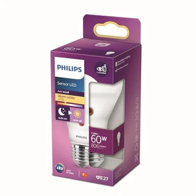 Image de LED Philips Standard E27 60W Blanc Chaud Dépolie, non dimmable