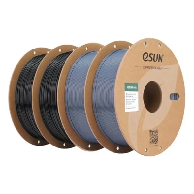 Image de eSUN PETG Filament 1.75mm, Haute Résistance, 1KG par Bobine, 4 Bobines pour Imprimantes 3D,Noir+Gris