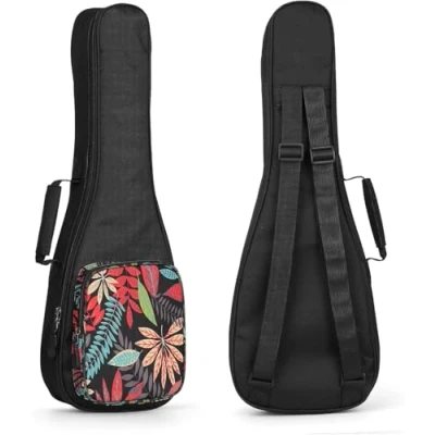 Image de Sac Coloré pour Ukulélé 21 Pouces, Housse Ukulélé, Soprano Etui Rembourré avec Bretelles Réglables, Rembourrage épais et Fermeture à Glissière Améliorée, Colorful Wave Point