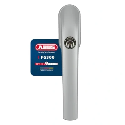 Image de ABUS Poignée de Fenêtre Verrouillable FG300 Bouton avec Cylindre Poussoir, à Verrouillage Différent Niveau Sécurité 5 48517 Argent