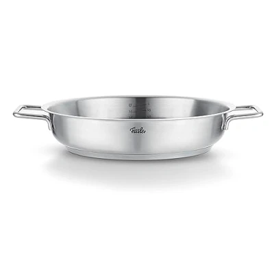 Image de Fissler Collection Pure Poêle À Servir En Acier Inoxydable (24 cm), Frire Non Revêtue, Graduation Intérieure, Bord Haut, Compatible Induction