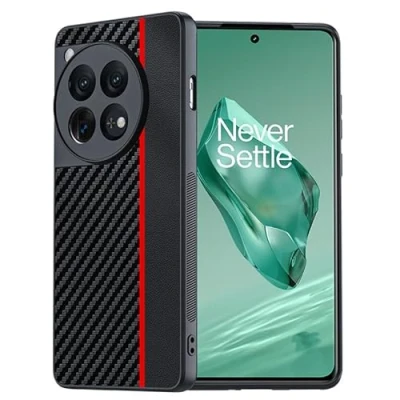 Image de FDHYFGDY Coque pour OnePlus 12 5G Case, Haute qualité Protection de la Caméra Antichoc Anti Rayures Etui Housse Ultra Fine (Noir Rouge)