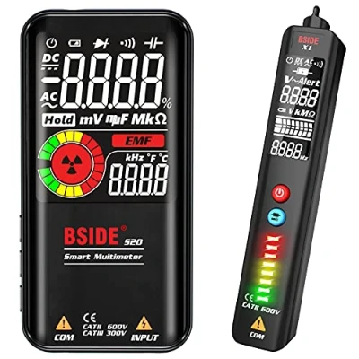 Image de BSIDE Kit multimètre et testeur de tension, détecteur lumière électromagnétique LCD couleur rechargeable affichage EBTN