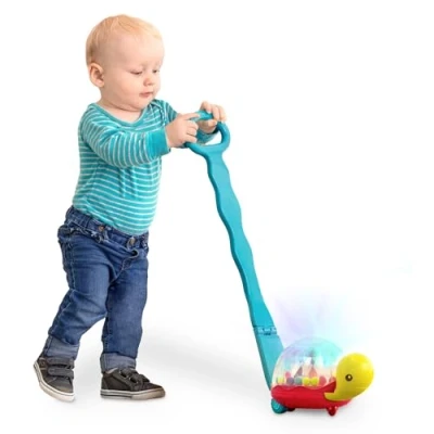 Image de B. BX1647 Tortue Lumineuse à Pousser Walk&#039;n&#039;Pop, BX1647Z, Couleur Unie