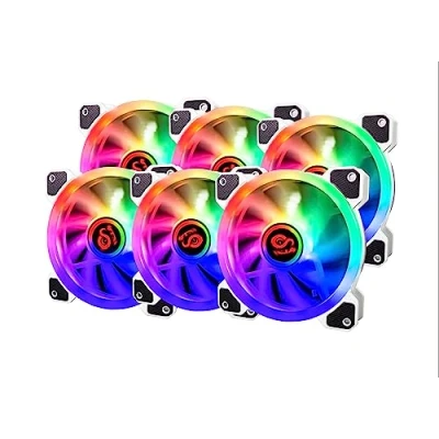 Image de Talius Iris Spectrum ARGB/Cronos ventilateurs 120 mm Effets de balayage, impulsion, spirale Double anneau LED Connexion 6 broches (6 FAN WHITE)