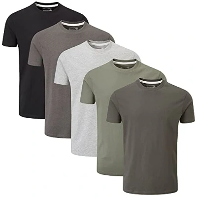 Image de Charles Wilson Pack de 5 T Shirts Unis à Col Rond (Large, Grey Essentials)