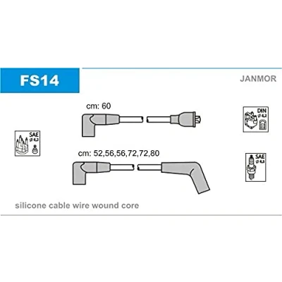 Image de JANMOR FS14 Jeu De Fils d&#039;Allumage FORD: Sierra Mk1 3/5 portes, SCORPIO Berline, 1