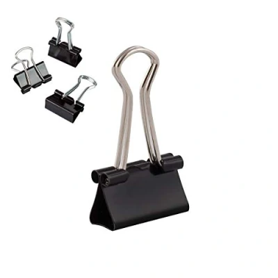 Image de D.RECT Lot de 144 Pinces à documents 19 mm Boîte Papier multi fonctions Binder Clips Métal Pince a Dessin pour Notes lettre Clip Fournitures bureau Noir