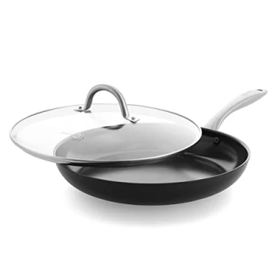 Image de GreenPan Lima Midnight Poêle à frire 30 cm antiadhésive en céramique dure anodisée saine, sans PFAS, va au lave vaisselle, convient la cuisson par induction, four, noir