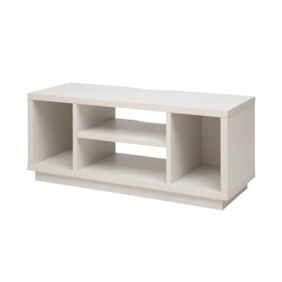 Image de Iris Ohyama, Meuble TV, Support télévision pour ecran jusqu&#039;à 43 pouces, 4 Etagères, Sortie câbles, Pieds ajustables, Chambre, Salon TV Cabinet Standard OTS 100S Chêne Blanc