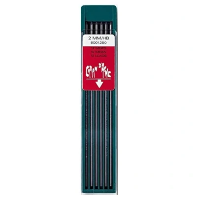 Image de Caran d&#039;Ache 6001.250 Lot de 12 mines Technograph pour porte Fixpencil Dureté HB Diamètre 2 mm Noir