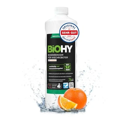 Image de BiOHY nettoyant pour sols robots de nettoyage avec parfum d&#039;orange (Bouteille 1l) Concentré tous les sans mousse &amp; traces