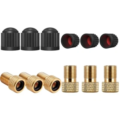 Image de WOLMIK Lot de 6 adaptateurs valve Presta en laiton, convertissez Schrader pour vélos et voitures, gonflez les pneus à l&#039;aide d&#039;une pompe standard ou d&#039;un compresseur d&#039;air