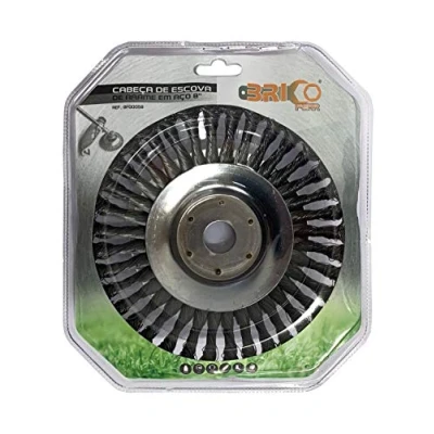 Image de Bricoferr Brosse Ronde en Fil d&#039;acier de 8 Pouces pour débroussailleuse 200 x 25 mm diamètre éliminer Les Mauvaises Herbes