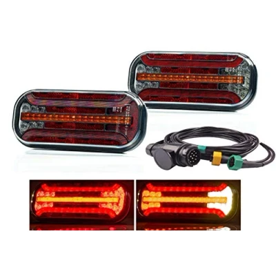 Image de Fristom Feux arrière LED 12 V/24 V, clignotants dynamiques, jeu de câbles 5 m avec fiche 13 broches