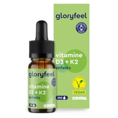 Image de Vitamine D3+K2 en Gouttes pour Enfants à Partir de 4 Ans, Approvisonnement 10 Mois, D 500 UI Forme Liquide &amp; 25µg K, Sans Additifs, Testé Laboratoire, 100% Naturelle