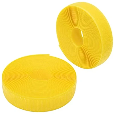 Image de AERZETIX C65938 Bande/rouleau de scratch 25 mm 5 mètre auto agrippant organisateur/serre câbles ruban sac vêtement attache sangle couleur: jaune citron en polyamide et polyester
