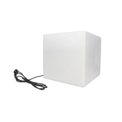 Image de Perel Cube lumineux pour jardin, usage intérieur et extérieur, 38 cm, câble d&#039;alimentation, de 3 m, E27, IP65, blanc