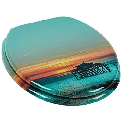 Image de MSV Abattant WC MDF Sunset Multicolor Charnières INOX
