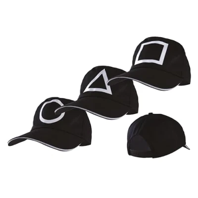 Image de P&#039;TIT CLOWN 21213 Casquette The Game Jeu Coréen Modèle Aléatoire Triangle, Carré, Cercle, Leader, Maitre du Jeu, Garde, Joueur Accessoire Déguisement Halloween, Carnaval, Cosplay Noir