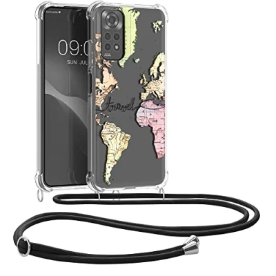 Image de kwmobile Coque Collier Compatible avec Xiaomi Redmi Note 11 / 11S Housse en Silicone Cordon de Noir Multicolore Transparent