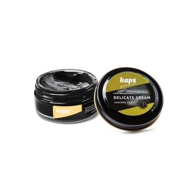Image de Kaps Crème Délicate De Cirage Cuir Naturel Et Synthé Soin Chaussures Professionnel Intensif Du Nourrissant Pot Verre 50ml Plusieurs Couleurs (118 Noir)