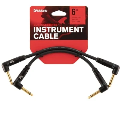 Image de Planet Waves PW PRA 205 Custom Pack de 2 Câbles Patch à angle droit 15 cm Noir