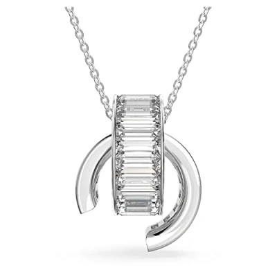 Image de Swarovski Pendentif Matrix, Taille baguette, Blanc, Métal rhodié
