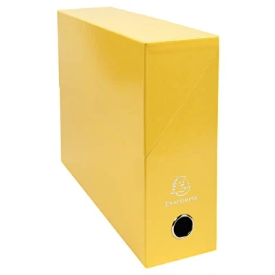 Image de Exacompta Réf. 89928E Lot de 5 boîtes transfert Iderama en papier teinté dans la masse Dos 90 mm Œillet métal Pour format A4 Dim 25,5 x 34 9 cm Couleur jaune Livrées montées