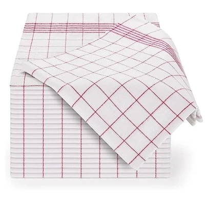 Image de Blumtal Torchons de Cuisine (Lot 5, 10 Ou 20) 50 x 70 cm Torchon Vaisselle avec Accroche 100% Coton Très Absorbant Lavable 95 Design Classique Carré (Rouge, Lot 5)