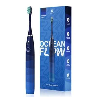 Image de Oclean Flow, Brosse à Dents Électrique, 5 Modes avec Blanchiment, Sonique Autonomie de 180 Jours, Minuterie 2 Min &amp; Rappel 30s, IPX7 Blue Cadeau Noël