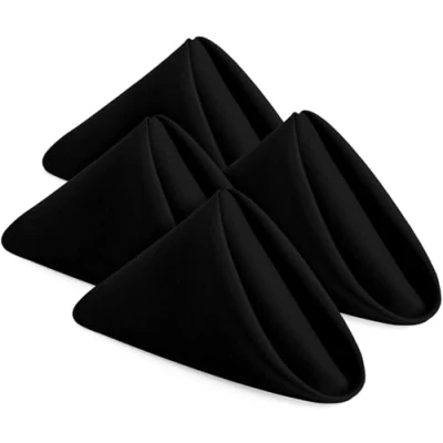 Image de KICHLY Serviettes en Tissu Lot de 24 Table réutilisables, Douces et Confortables idéales pour Les événements, Polyester (Noir, 50x50 cm)