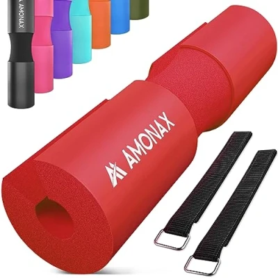 Image de Amonax Barbell squat Pad manchon Mousse à en Support de Nuque &amp; Epaules Protection pour Squats Lunges, Hip Thrusts, Haltérophilie, coussin d&#039;haltères, (Rouge)