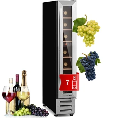 Image de KLARSTEIN Mini Cave à Vin de 20L Encastrable avec une Porte en Verre, a Vins Zone Unique, Bar Intérieur/Extérieur, Frigo Vin, Vieillissement, 7 Bouteilles