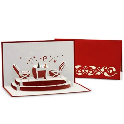 Image de Carte d&#039;invitation pour un bon de restaurant &amp; une invitation à dîner pop up 3D comme pliante félicitations romantique aux chandelle