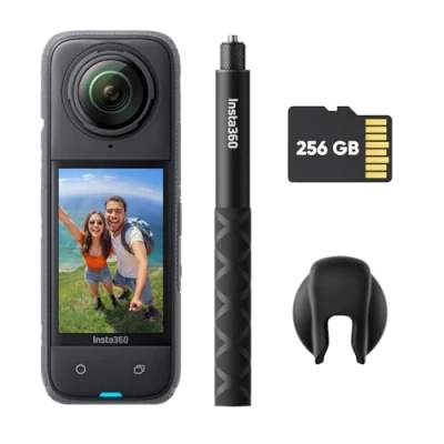 Image de Insta360 X4 Pack Luxe Caméra d&#039;action 360 8K étanche, vidéo Grand Angle 4K, Perche à Selfie Invisible, protège objectifs Amovibles, 135 Min d&#039;autonomie, édition IA, stabilisation