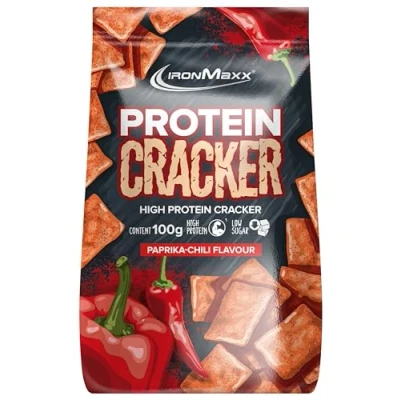 Image de IronMaxx Protein Cracker Paprika Chilli 100g Snack croustillant et pauvre en sucre avec 21% de protéines Cuit au four non frit
