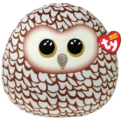 Image de TY Whoolie Owl Squish a Boo 35,5 cm Beanies à presser pour enfants, bébé en peluche douce Collectible Cuddly Stuffed Teddy
