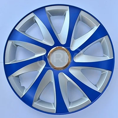 Image de NRM Kit d&#039;enjoliveurs de roues 14&quot; argent et bleu 4 PCS Set ABS Universel