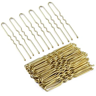 Image de Zeayebsr 100 Pièces Épingles À Cheveux U Épingle En Métal Forme De Vague Pinces Classiques pour Filles et Femmes Bouclés Accessoires(or)