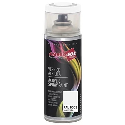Image de Ambro Sol V4009003 Vernis Peinture Acrylique Multi Usage, Brillante pour Intérieur et Extérieur, Adapté a Tous Type de Matériau, Aérosol En Fer Blanc Recyclable 400 ml, Signal