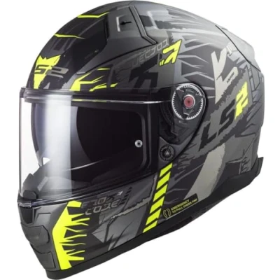 Image de LS2, Casque intégral Moto Vector II Techbot, Titanium Yellow XL