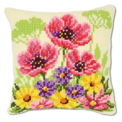 Image de Vervaco Kit coussin au point de croix Renne avec écharpe, Rouge, 40_x_40_cm
