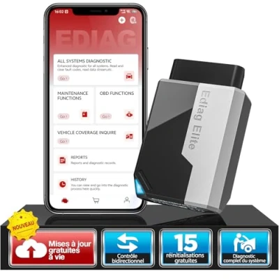 Image de KINGBOLEN OBD2 Diagnostic Français EDIAG Elite Valise Auto avec Test Actif, 15+ réinitialisations, Outil de Voiture pour Tous Les systèmes, AutoVin, Mise à Jour Gratuite Vie