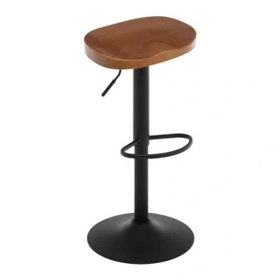 Image de WOLTU Tabouret Bar, de Bar en Bois, Chaise Haut, Cadre Métal, Réglable Hauteur, Pivotant à 360, avec Repose Pieds, Industriel, Marron, BH413br 1